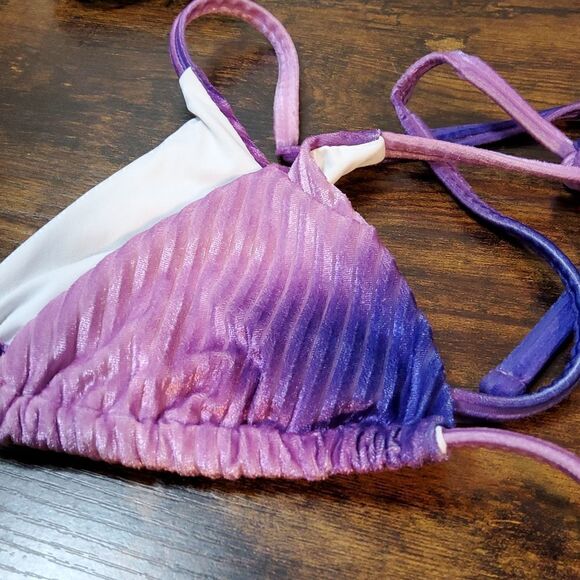 VELOUR Purple Ombre String Bikini Swimsuit Swim Small - Picture 7 of 8
